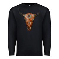 Black Western Tooled Leather Bull Skull Premium Sweatshirt - Jasminsmagicworld