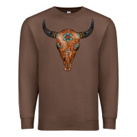 Chestnut Western Tooled Leather Bull Skull Premium Sweatshirt - Jasminsmagicworld