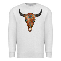 Oatmeal Heather Western Tooled Leather Bull Skull Premium Sweatshirt - Jasminsmagicworld