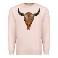Pale Pink Western Tooled Leather Bull Skull Premium Sweatshirt - Jasminsmagicworld