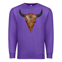 Purple Western Tooled Leather Bull Skull Premium Sweatshirt - Jasminsmagicworld