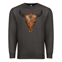 Smoke Western Tooled Leather Bull Skull Premium Sweatshirt - Jasminsmagicworld