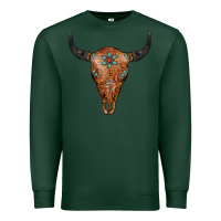 Sports Green Western Tooled Leather Bull Skull Premium Sweatshirt - Jasminsmagicworld