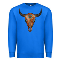 True Royal Western Tooled Leather Bull Skull Premium Sweatshirt - Jasminsmagicworld