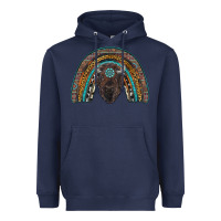 Navy western rainbow with bison Heavyweight Hoodie - RanaPortraitStore