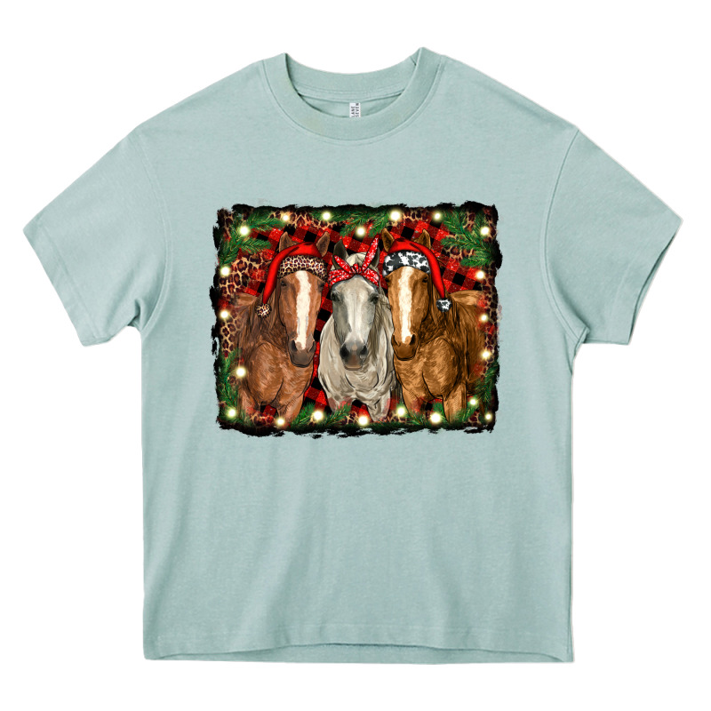 Christmas Horses Heavy Core Tee by RanaPortraitStore | Teevron