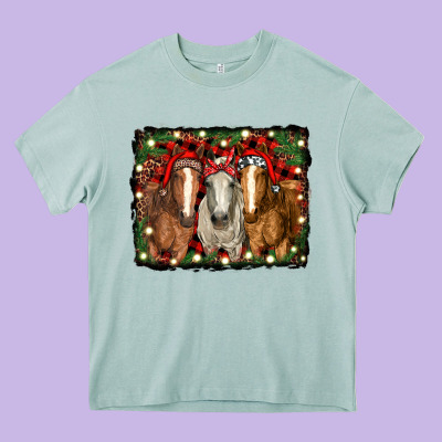 Christmas Horses Heavy Core Tee Designed By Ranaportraitstore