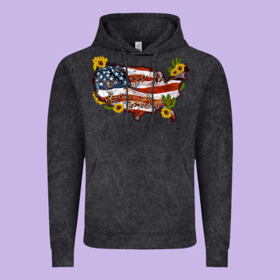 Usa Map With Sunflower And Cactus Vintage Hoodie Designed By Artiststas