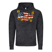 Vintage Black usa map with sunflower and cactus Vintage Hoodie - Artiststas