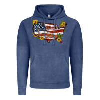 Vintage Denim usa map with sunflower and cactus Vintage Hoodie - Artiststas