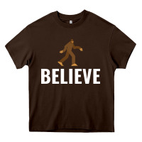Chocolate Brown believe bigfoot white Heavy Core Tee - artisFamous