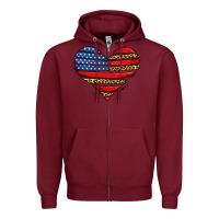 Burgundy american leopard brushstroke heart Zipper Hoodie - Jasminsmagicworld