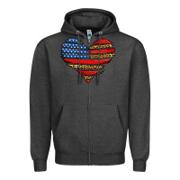 Charcoal Heather american leopard brushstroke heart Zipper Hoodie - Jasminsmagicworld