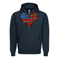 Navy american leopard brushstroke heart Zipper Hoodie - Jasminsmagicworld