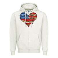 Oatmeal Heather american leopard brushstroke heart Zipper Hoodie - Jasminsmagicworld