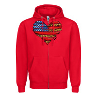 Red american leopard brushstroke heart Zipper Hoodie - Jasminsmagicworld