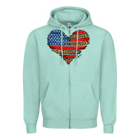 Seafoam american leopard brushstroke heart Zipper Hoodie - Jasminsmagicworld