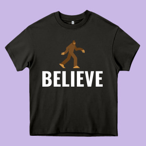Believe Bigfoot White Heavy Core Tee Designed By Artisfamous