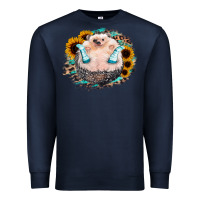 Navy Sunflower Leopard Hedgehog Premium Sweatshirt - Jasminsmagicworld