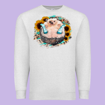 Sunflower Leopard Hedgehog Premium Sweatshirt Designed By Jasminsmagicworld