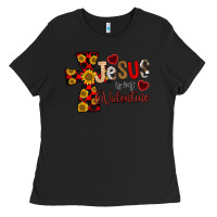 Black Jesus is My Valentine Cross Ladies Tee - CowhideDigitalArt