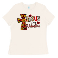 Bone Jesus is My Valentine Cross Ladies Tee - CowhideDigitalArt