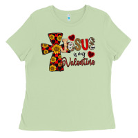 Matcha Jesus is My Valentine Cross Ladies Tee - CowhideDigitalArt