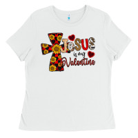 White Jesus is My Valentine Cross Ladies Tee - CowhideDigitalArt