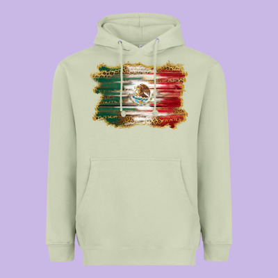 Mexican Flag With Leopard Heavyweight Hoodie Designed By Ranaportraitstore