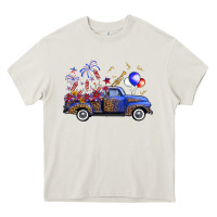 Cream Western Truck Fourth Of July Heavy Core Tee - FaDigitalArtStudio