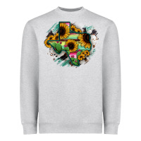 Heather Grey Texas Map Sunflower Cactus Serape Heavyweight Sweatshirt - RanaPortraitStore