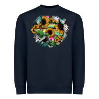 Navy Texas Map Sunflower Cactus Serape Heavyweight Sweatshirt - RanaPortraitStore