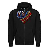 Black american western leopard flag heart Zipper Hoodie - Jasminsmagicworld