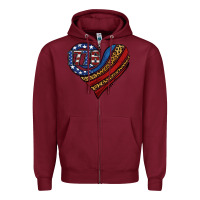 Burgundy american western leopard flag heart Zipper Hoodie - Jasminsmagicworld