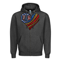Charcoal Heather american western leopard flag heart Zipper Hoodie - Jasminsmagicworld