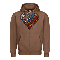 Chestnut american western leopard flag heart Zipper Hoodie - Jasminsmagicworld