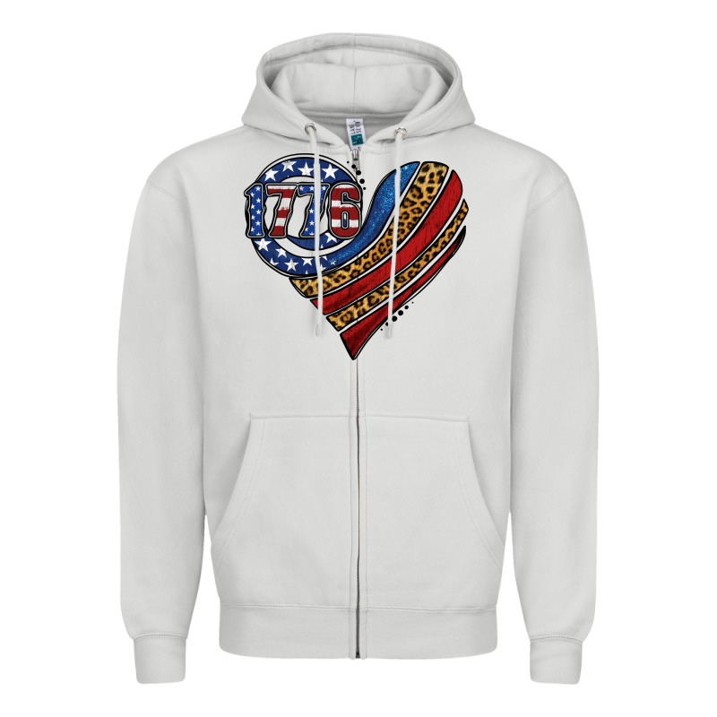 American Western Leopard Flag Heart Zipper Hoodie by Jasminsmagicworld | Teevron