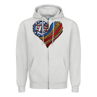 Dove Grey american western leopard flag heart Zipper Hoodie - Jasminsmagicworld
