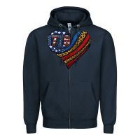 Navy american western leopard flag heart Zipper Hoodie - Jasminsmagicworld
