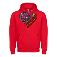 Red american western leopard flag heart Zipper Hoodie - Jasminsmagicworld