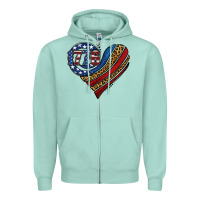 Seafoam american western leopard flag heart Zipper Hoodie - Jasminsmagicworld