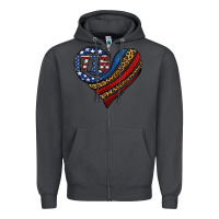 Smoke american western leopard flag heart Zipper Hoodie - Jasminsmagicworld