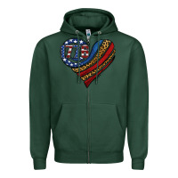 Sports Green american western leopard flag heart Zipper Hoodie - Jasminsmagicworld