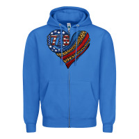 True Royal american western leopard flag heart Zipper Hoodie - Jasminsmagicworld