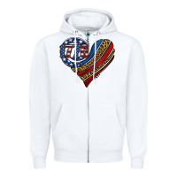 White american western leopard flag heart Zipper Hoodie - Jasminsmagicworld