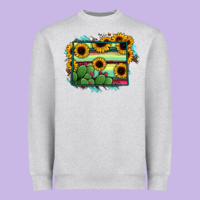Wyoming Map Sunflower Cactus Serape Heavyweight Sweatshirt Designed By Ranaportraitstore