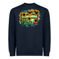 Navy Wyoming Map Sunflower Cactus Serape Heavyweight Sweatshirt - RanaPortraitStore