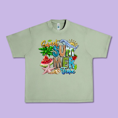 Summer Time Urban Heavy Tee Designed By Cowhidedigitalart