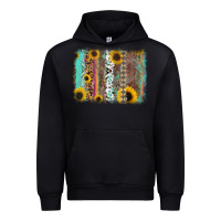 Black aztec leopard turquoise sunflower background Urban Hoodie - RanaPortraitStore