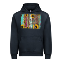 Navy aztec leopard turquoise sunflower background Urban Hoodie - RanaPortraitStore